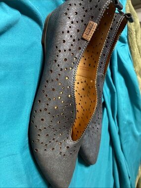 Pikolinos   Navy Perforated Pointed Toe Flats - Women's.